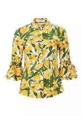 Carolina Herrera Floral Bow-Sleeve Blouse