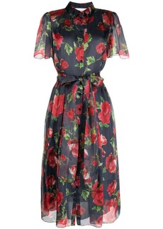 Carolina Herrera floral-print belted silk shirt dress