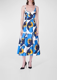Carolina Herrera Floral-Print Bustier Fit-&-Flare Midi Dress