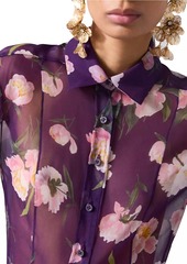 Carolina Herrera Floral Sheer Silk Shirt