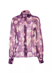 Carolina Herrera Floral Sheer Silk Shirt