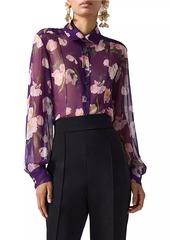 Carolina Herrera Floral Sheer Silk Shirt