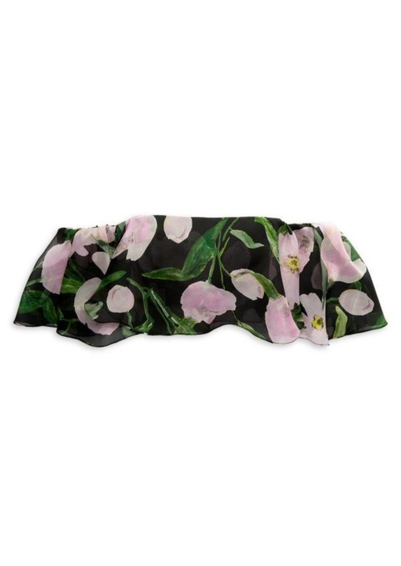 Carolina Herrera Floral Silk Crop Bandeau Top