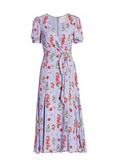 Carolina Herrera Floral Silk Midi Wrap Dress