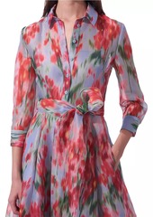 Carolina Herrera Floral Silk Tie-Waist Shirt Gown