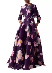 Carolina Herrera Floral Silk Trench Gown