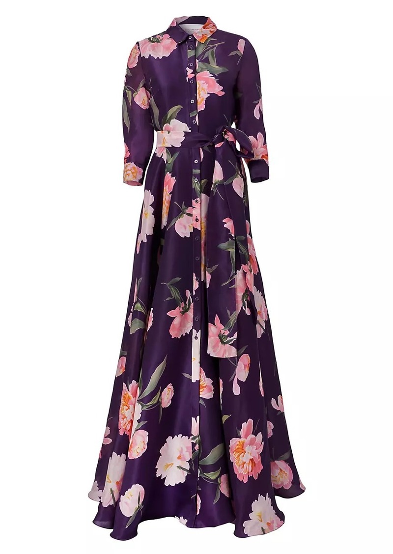 Carolina Herrera Floral Silk Trench Gown