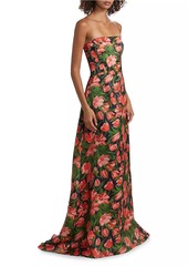 Carolina Herrera Floral Strapless A-line Gown