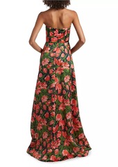 Carolina Herrera Floral Strapless A-line Gown