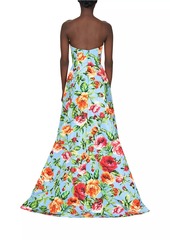 Carolina Herrera Floral Strapless A-Line Gown