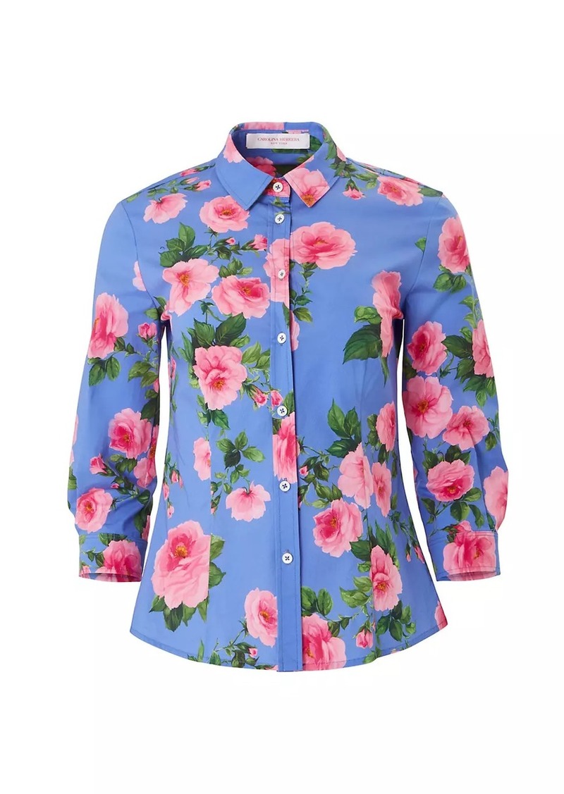 Carolina Herrera Icon Floral Stretch-Cotton Shirt