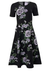 Carolina Herrera Knit Floral Jacquard Knee-Length Dress