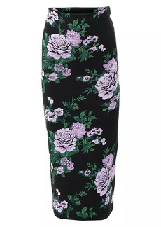Carolina Herrera Knit Floral Silk Pencil Skirt