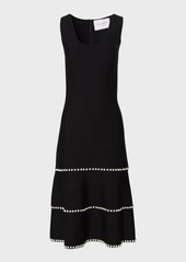 Carolina Herrera Knit Midi Dress with Pearlescent Embellishments 