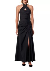 Carolina Herrera Knotted Cotton-Blend Halter Gown