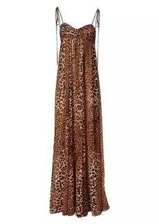 Carolina Herrera Leopard Empire-Waist Gown