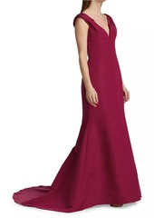 Carolina Herrera Off-The-Shoulder V-Neck Gown