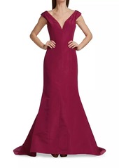 Carolina Herrera Off-The-Shoulder V-Neck Gown