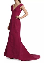 Carolina Herrera Off-The-Shoulder V-Neck Gown