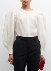 Carolina Herrera Puff Sleeve Button-Front Top