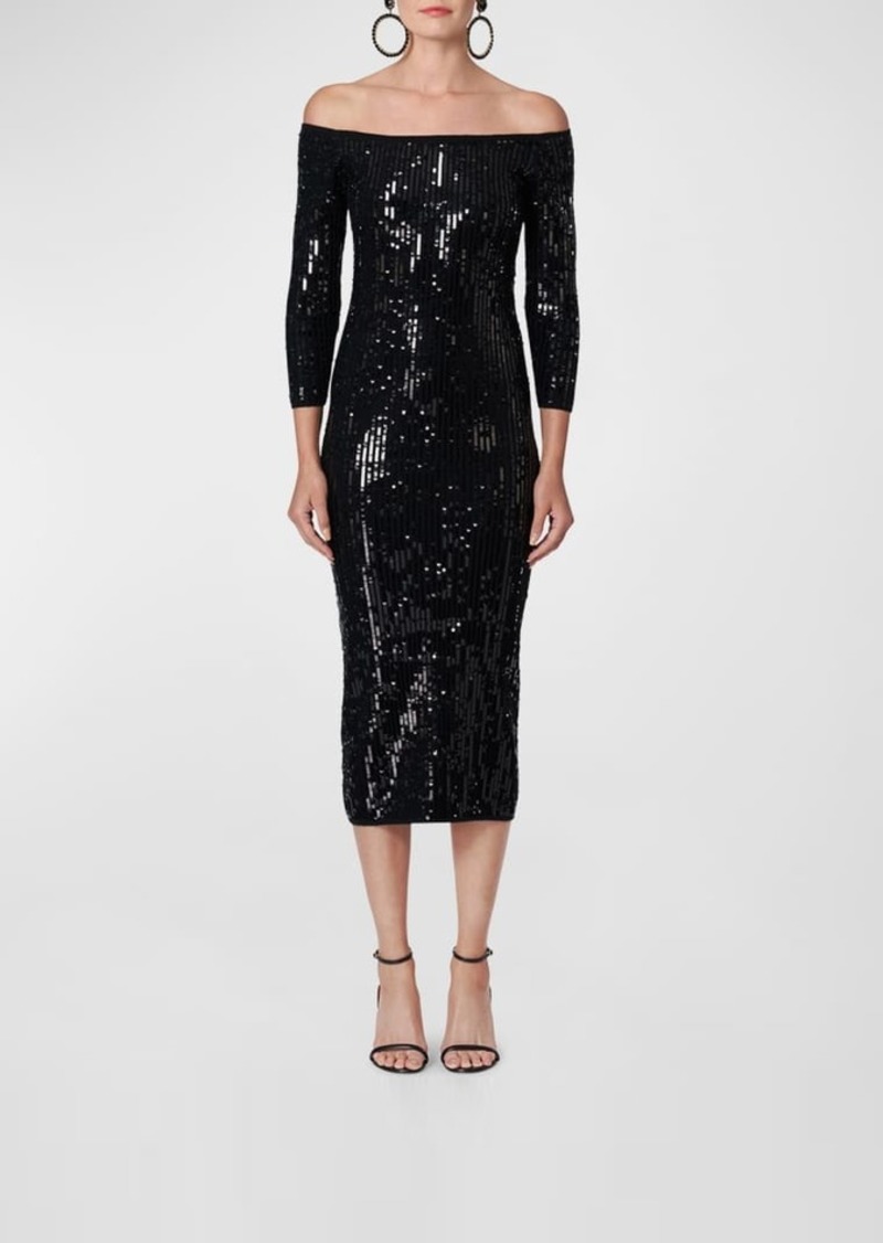 Carolina Herrera Sequined Knit Midi Dress