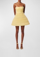 Carolina Herrera Sequined Pleated Tulle Strapless Mini Dress