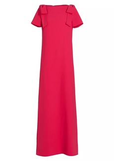 Carolina Herrera Short-Sleeve Bow-Embellished Gown