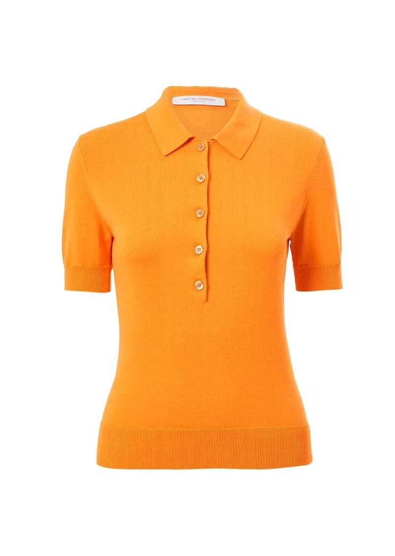 Carolina Herrera Silk-Cotton Polo Shirt