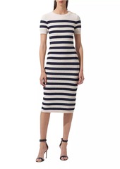 Carolina Herrera Silk-Cotton Striped Knit Midi-Dress