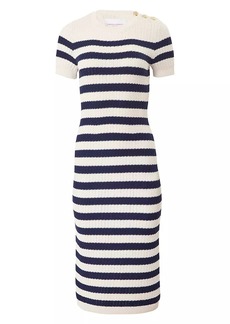 Carolina Herrera Silk-Cotton Striped Knit Midi-Dress