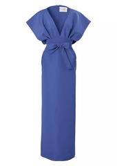 Carolina Herrera Silk V-Neck Column Gown