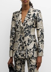 Carolina Herrera Single-Breasted Brocade Blazer Jacket