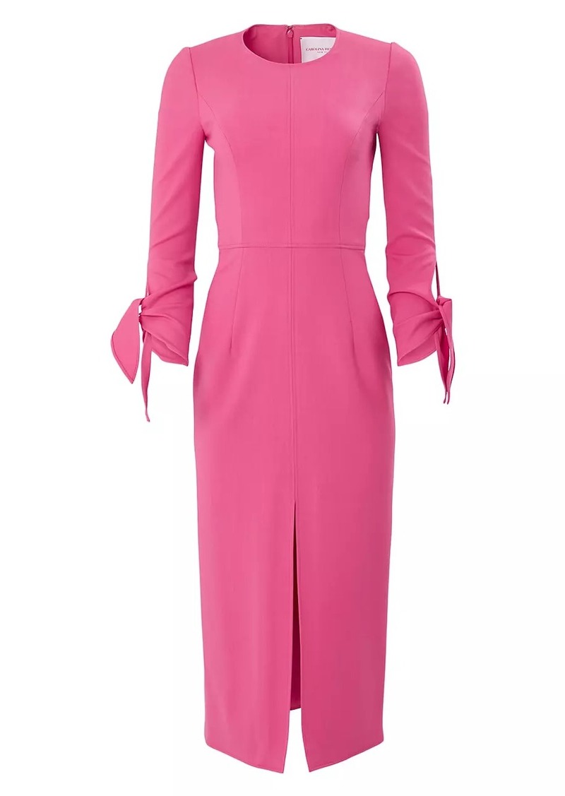 Carolina Herrera Stretch Wool Tie-Cuff Midi-Dress