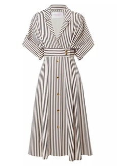 Carolina Herrera Striped Cotton-Blend Short-Sleeve Shirtdress