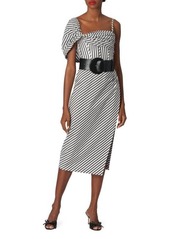 Carolina Herrera Striped Cotton Corset Midi Dress