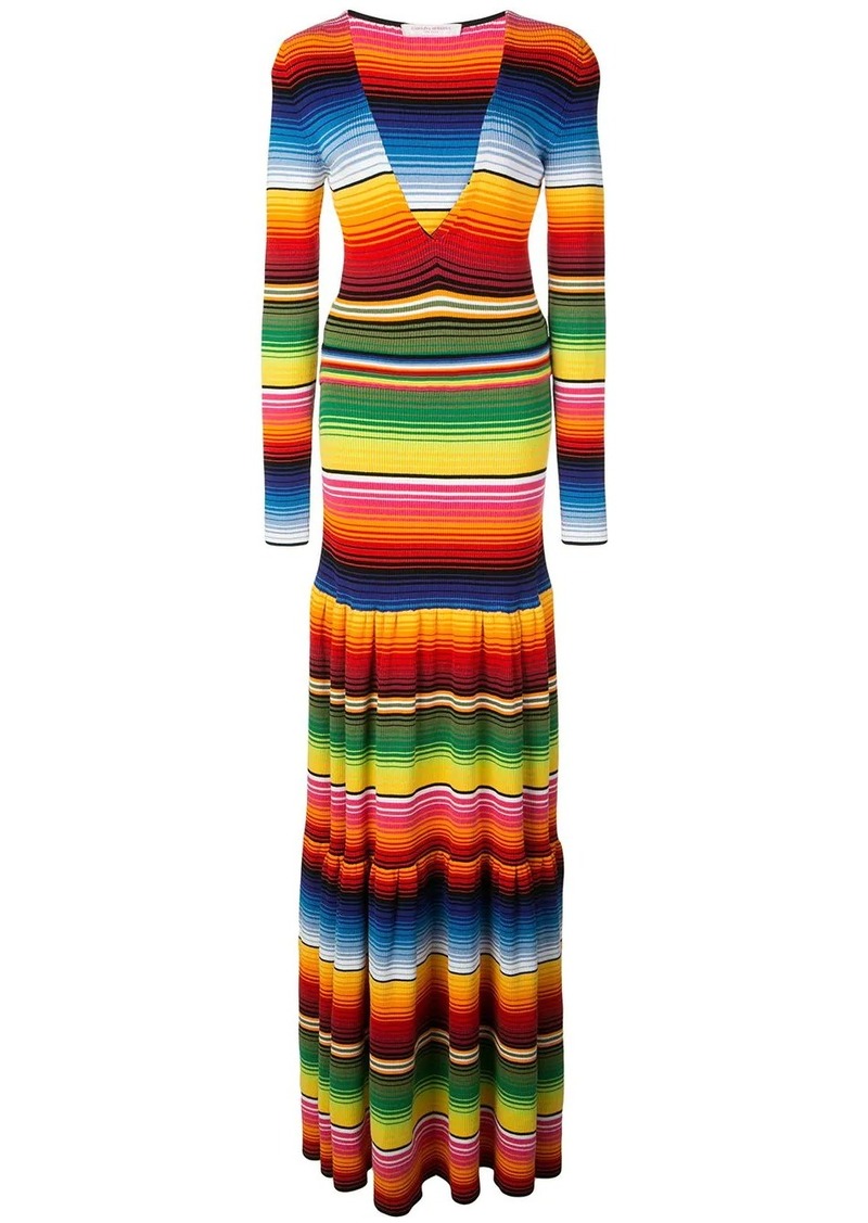 striped tiered maxi dress