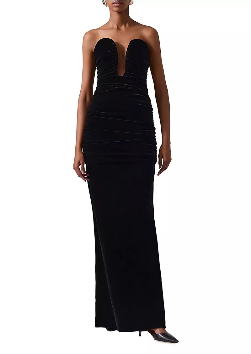 Carolina Herrera Velvet Strapless Ruched Gown