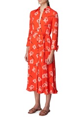 Women's Carolina Herrera Poppy Print Tie Waist Shirtdress