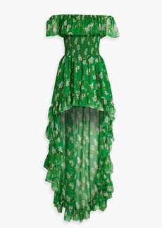 Caroline Constas - Ambrosia off-the-shoulder floral-print silk-chiffon maxi dress - Green - L