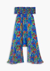 Caroline Constas - Areadne off-the-shoulder draped floral-print silk-chiffon midi dress - Blue - XS