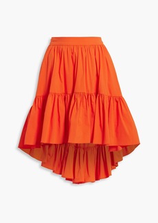 Caroline Constas - Asymmetric gathered cotton-blend poplin mini skirt - Red - S
