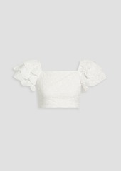 Caroline Constas - Cropped ruffled broderie anglaise cotton top - White - M