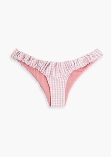 Caroline Constas - Dorit gathered gingham low-rise bikini briefs - Pink - XXS
