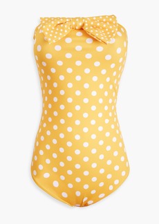 Caroline Constas - Evanna bow-embellished polka-dot bandeau swimsuit - Yellow - XS
