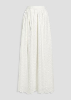 Caroline Constas - Gathered broderie anglaise cotton maxi skirt - White - XS