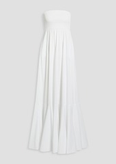Caroline Constas - Haisley strapless shirred cotton-blend poplin maxi dress - White - S