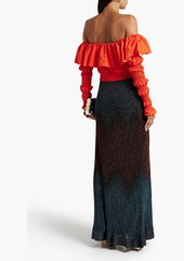 Caroline Constas - Lydia off-the-shoulder cropped cotton-blend poplin top - Red - M