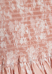 Caroline Constas - Nora off-the-shoulder shirred printed cotton-blend poplin top - Orange - M