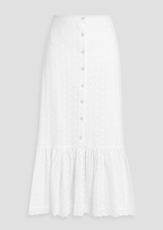 Caroline Constas - Raya gathered broderie anglaise cotton midi skirt - White - XS