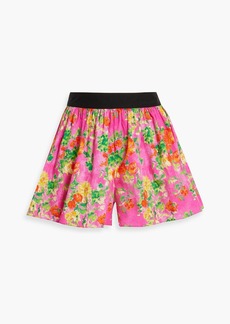 Caroline Constas - Teagen gathered floral-print cotton-blend poplin shorts - Pink - XXS